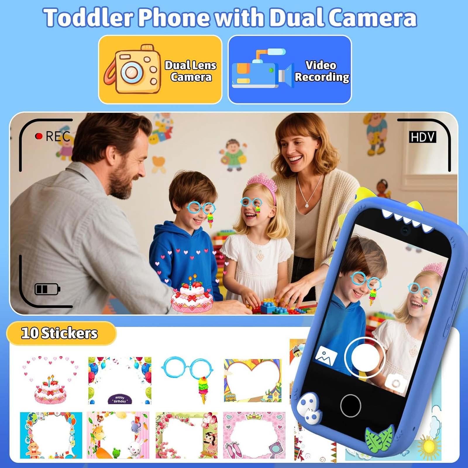 Kids Smart Phone Touch Control Design With Dual Cameras For Photo Taking Great Gift For Kids Birthday