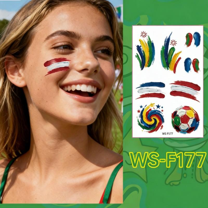 Football Tattoo Stickers, Fan Face Tattoos, Temporary Body Art for Sports Events, Party and Match Day Accessories