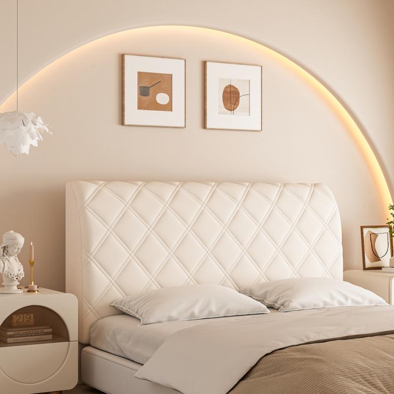 Diamond Grid Pattern Elastic Full Headboard Protector Cover, Polyester Material, Anti-Collision Dustproof Design, All Sizes, Soft Comfortable, Washable