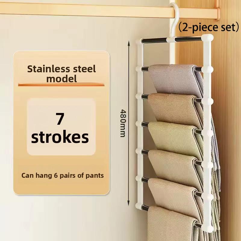 Multi-Layer Home Use Seamless Pants Hanger, Foldable Clothes Rack Space Saving Closet Organizer, Multifunctional Hanger, Durable Storage Solution
