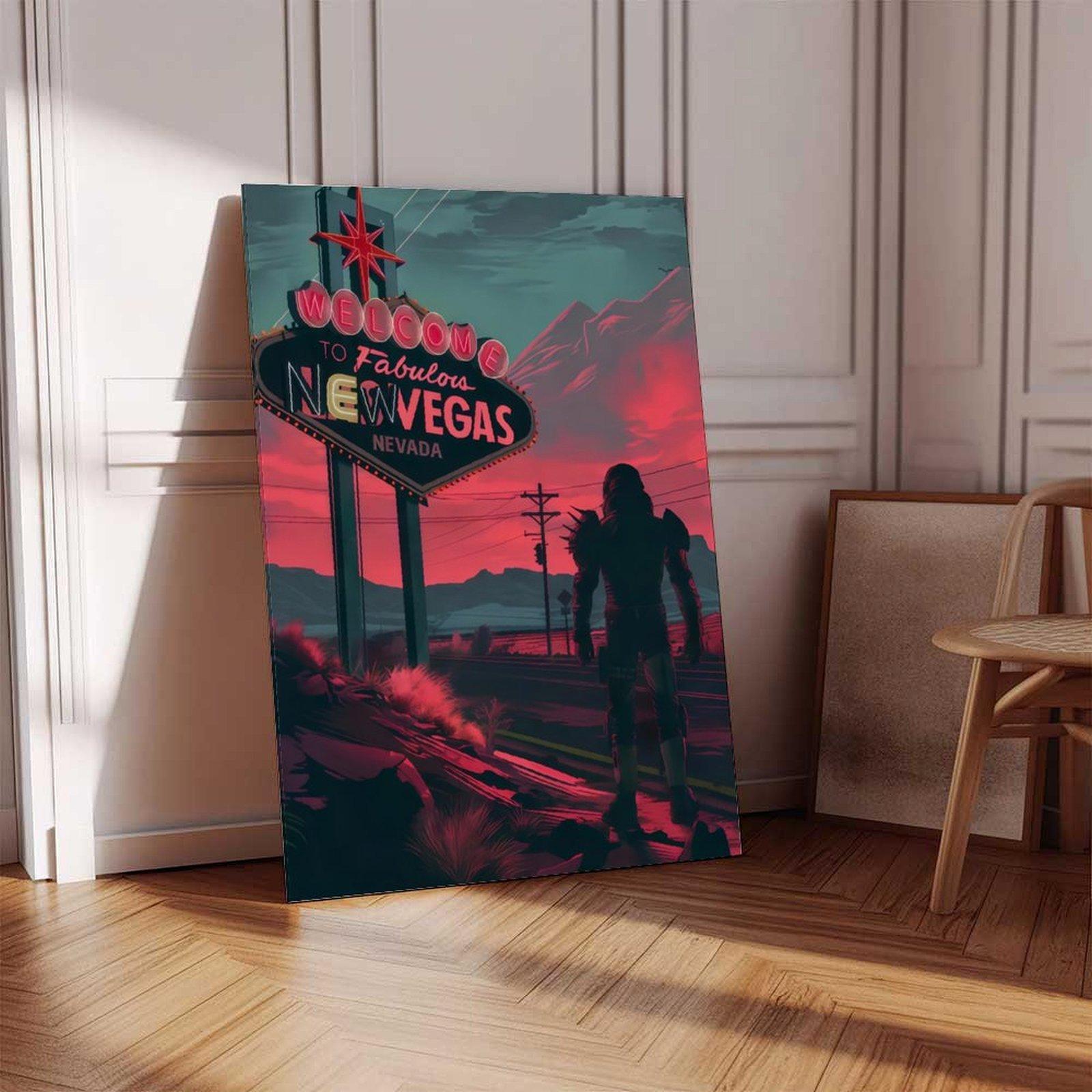 Welcome to New Vegas Poster, Fallout Video Game Art, Wasteland Art, Neon Sign Video Game Poster Decor Photo, Gaming Room Decor, Gamer Gift, Video Game Wall Art, Room Decor Wall Art Poster, Canvas Prints, Wall Art Painting, Fallout Decor