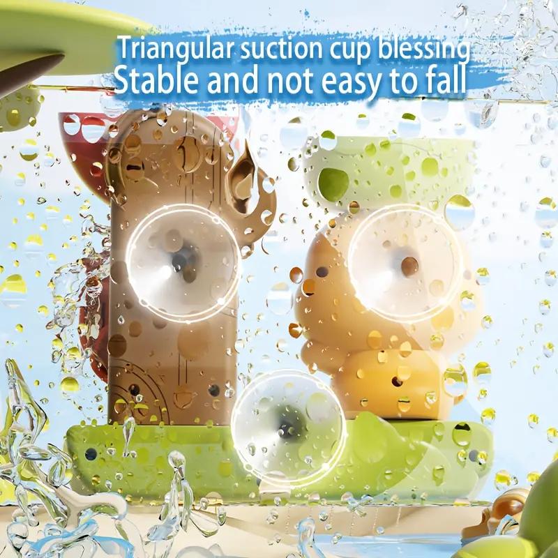 Cute Duck Design Water Toy with Spin Suction Cup - Spraying & Rotating Feature,Multifunctional Interactive Tub Toy, Kids Gift