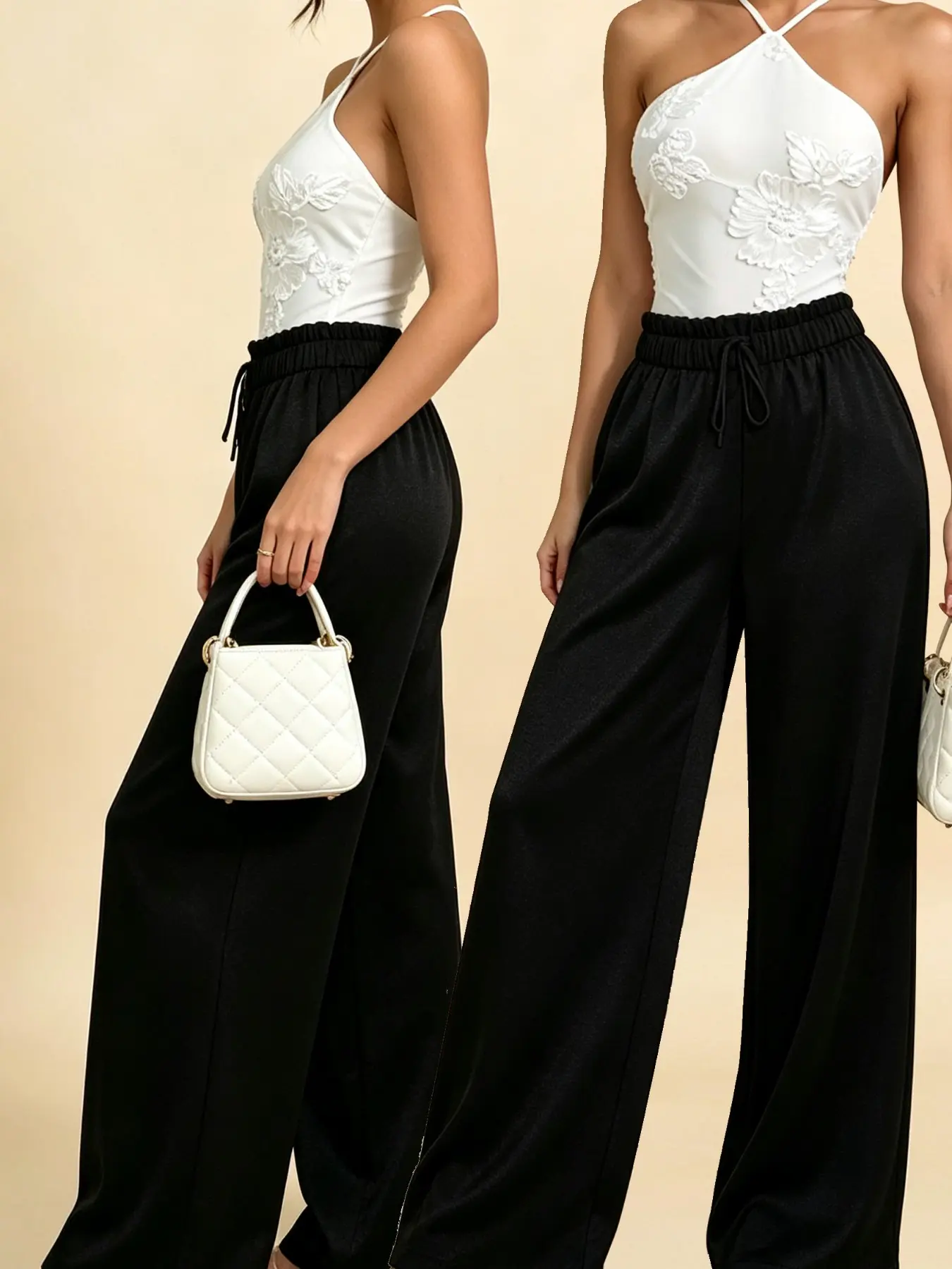 【Plus Size】 Solid Color Wide Leg Pants, Casual Comfy Trousers for Daily Wear, Women's Bottoms for Spring