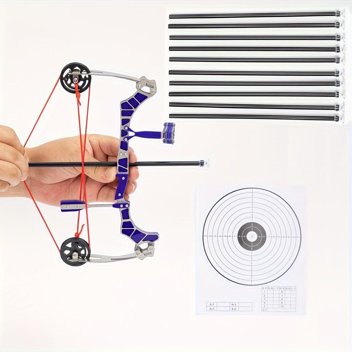 Multifunctional 9.44 Inch Mini Bow Set, Stainless Steel Material, Suitable for Both Hands, Outdoor Fun and Practice, Includes 10 Arrows and Target