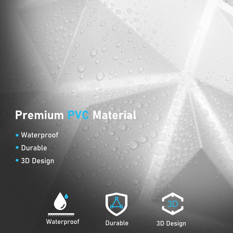 STICKGOO 33Pcs Tiles Geometric Pattern Wall Panel, Diamond Design 3D PVC Wall Panels for Interior Wall Decor, 11.8" x 11.8" Decorative Living Room