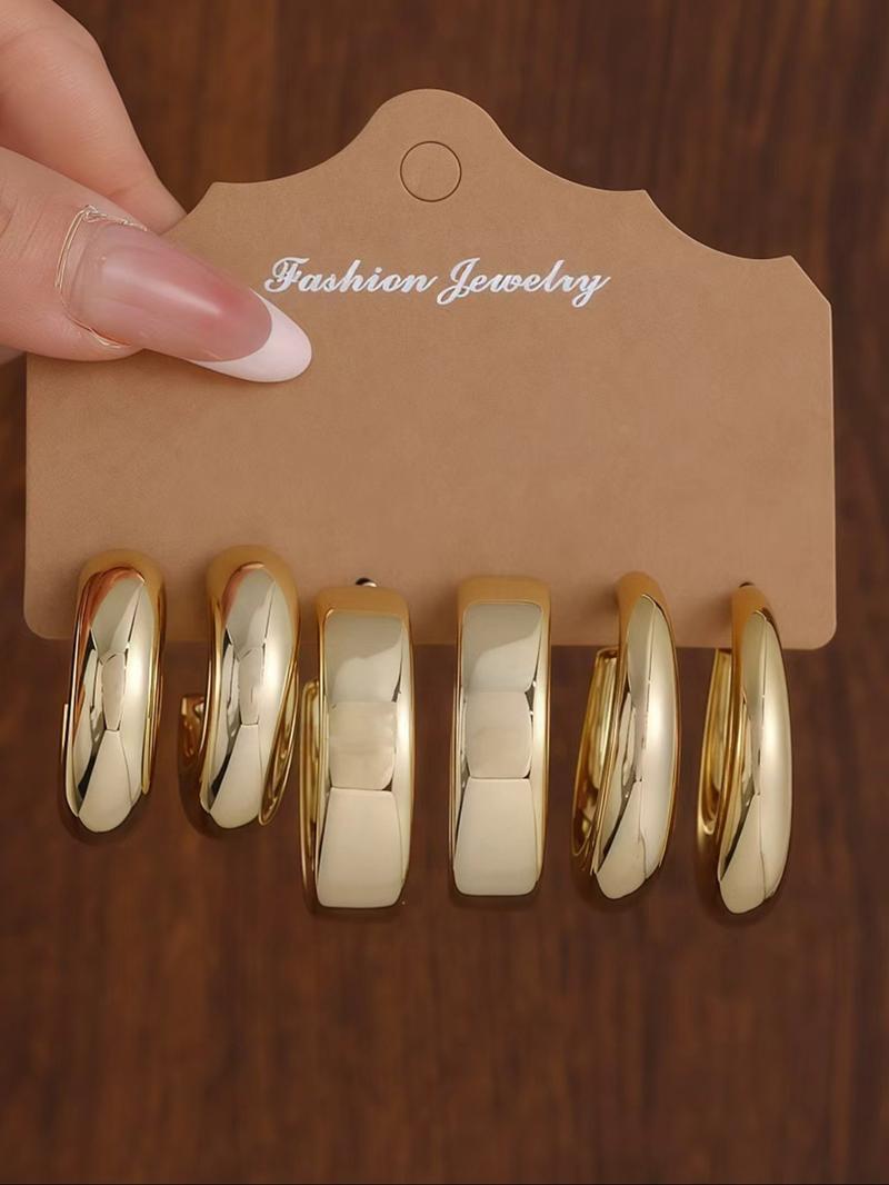 Women's Fashion Earrings Set, High Quality Earrings, C-Shaped Water Drop Design, Multiple Styles & Colors, Perfect for Daily Wear & Gift Ideas