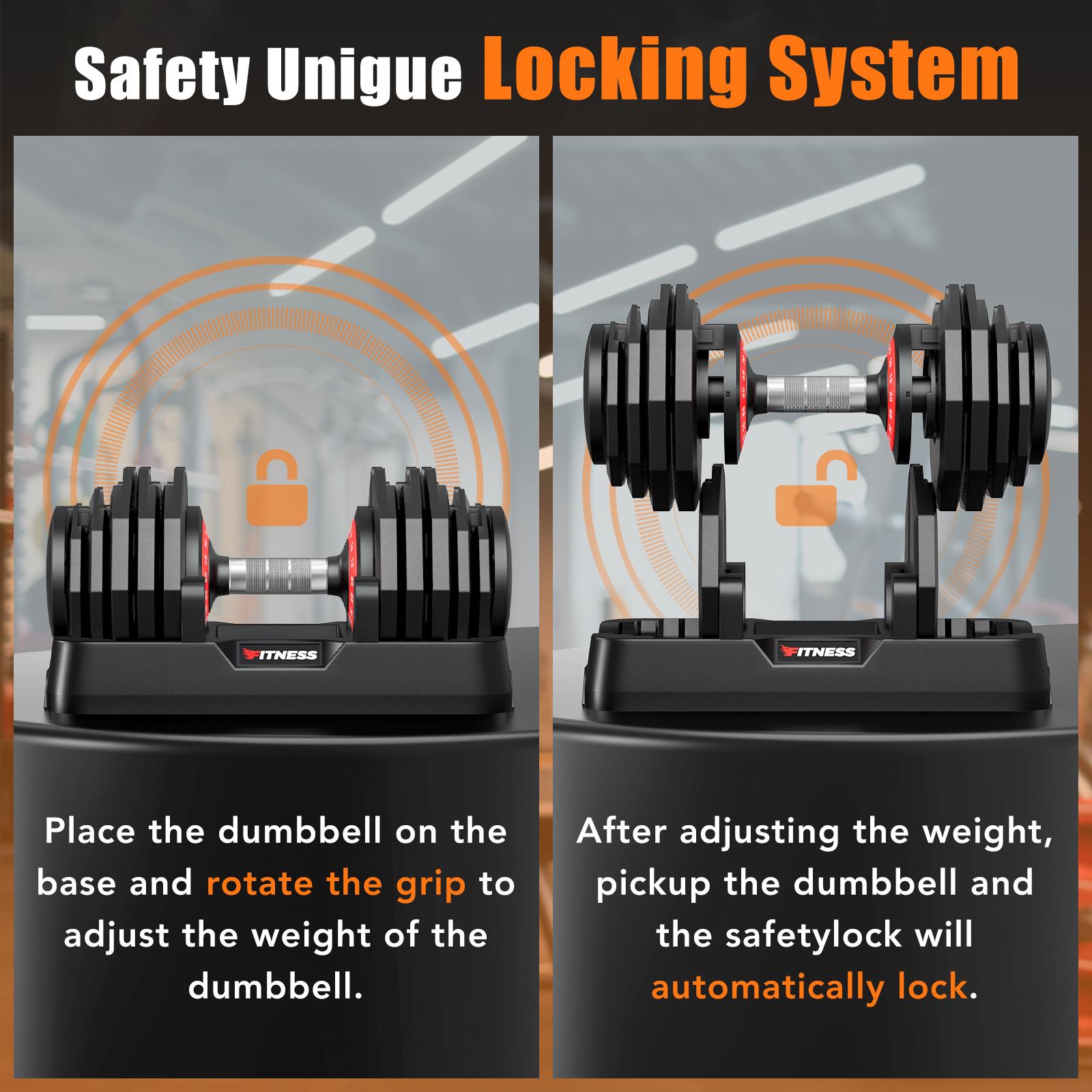 Bearbro 55lb/80lb Adjustable Dumbbells, 1-Sec Adjustable Weights Dumbbells , 5 in 1 Free Dumbbell with Anti-Slip Texture Handle, Weight Set For Home Gym Suit both Men and Women,dealsforyoudays