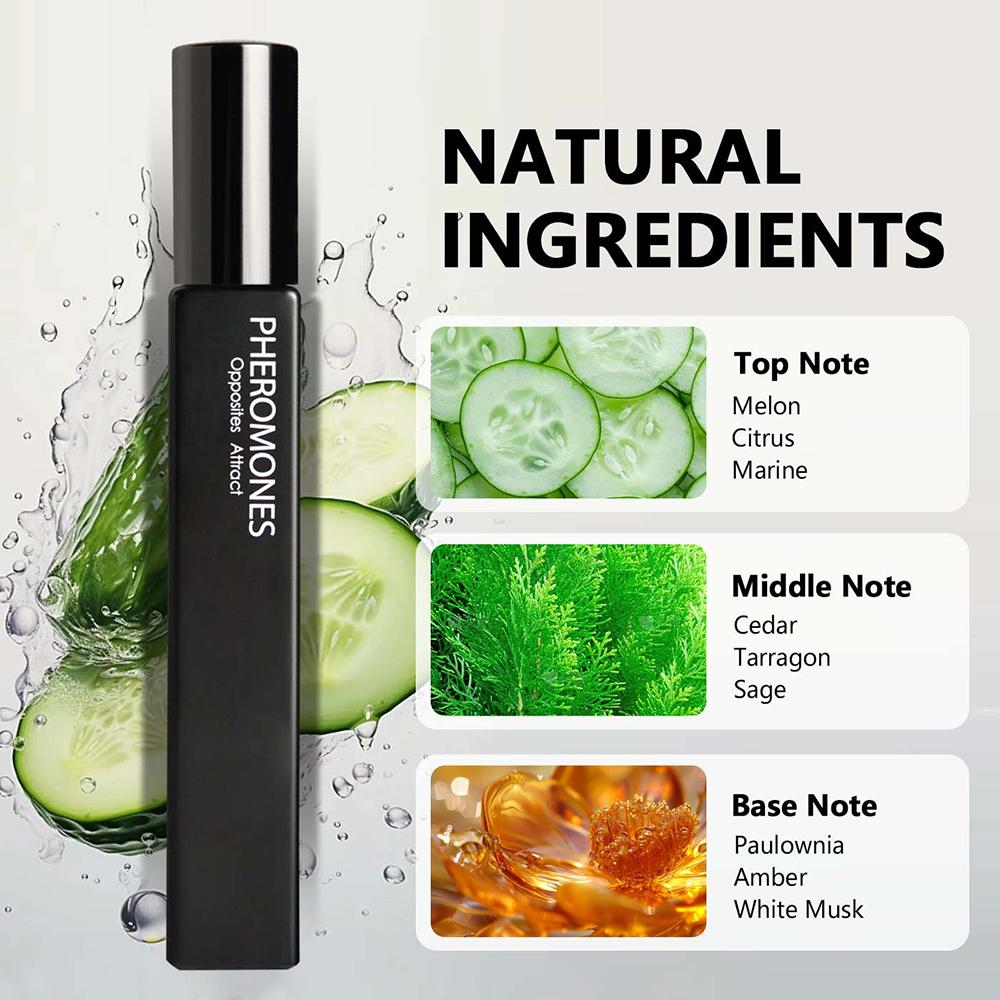 10ml bottle of marine notes essential oil perfume for men, infused with pheromones to enhance attraction and confidence. fragrance parfume spray