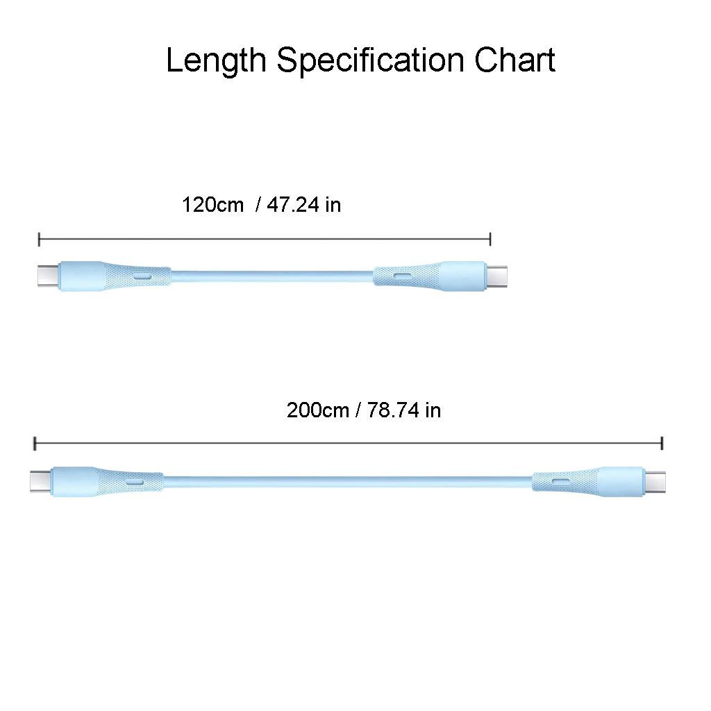 60w Dual Type-C Fast Charging Cable, Liquid Silicone Quick Charge Line for iPhone 17/16/15 Series, Samsung Xiaomi Huawei Phones