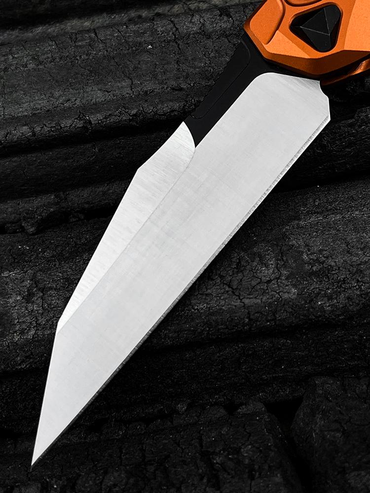 7650 Launch 13 Folding Pocket Knife 3.5" CPM-154 Stainless Steel Wharncliffe Blade, Orange Anodized Aluminum Handles Outdoor Hiking self defense tactical knife Camping Fishing Tools Knife EDC Knife