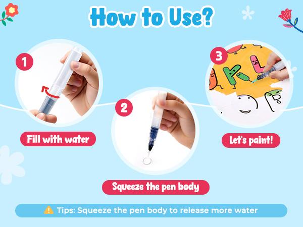 JoyCat Water Reveal Alphabet Coloring Books, Reusable 14 Activity Pages with Water Pen for Drawing, Preschool Alphabet Learning Letter Tracing Toys