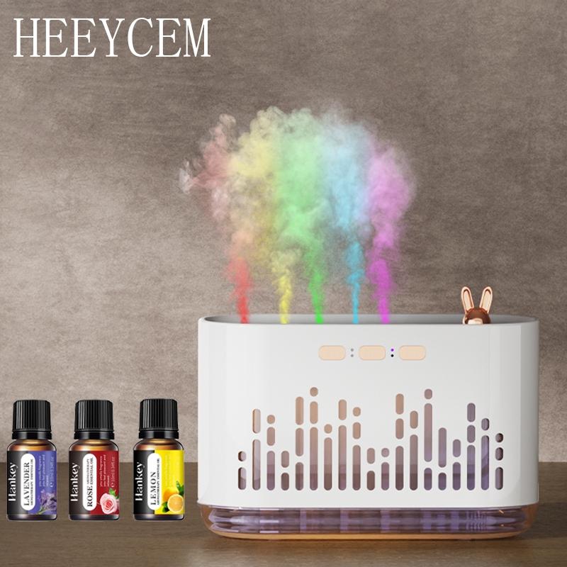 Music Sensor Humidifier Diffuser with Colored Flame and Sound Spray, 700ml, USB Powered Humidifier, with Aromatherapy Essential Oils, 7-Color LED Auto-Off, Timer, for Bedroom, Home Office, Fragrance Machine