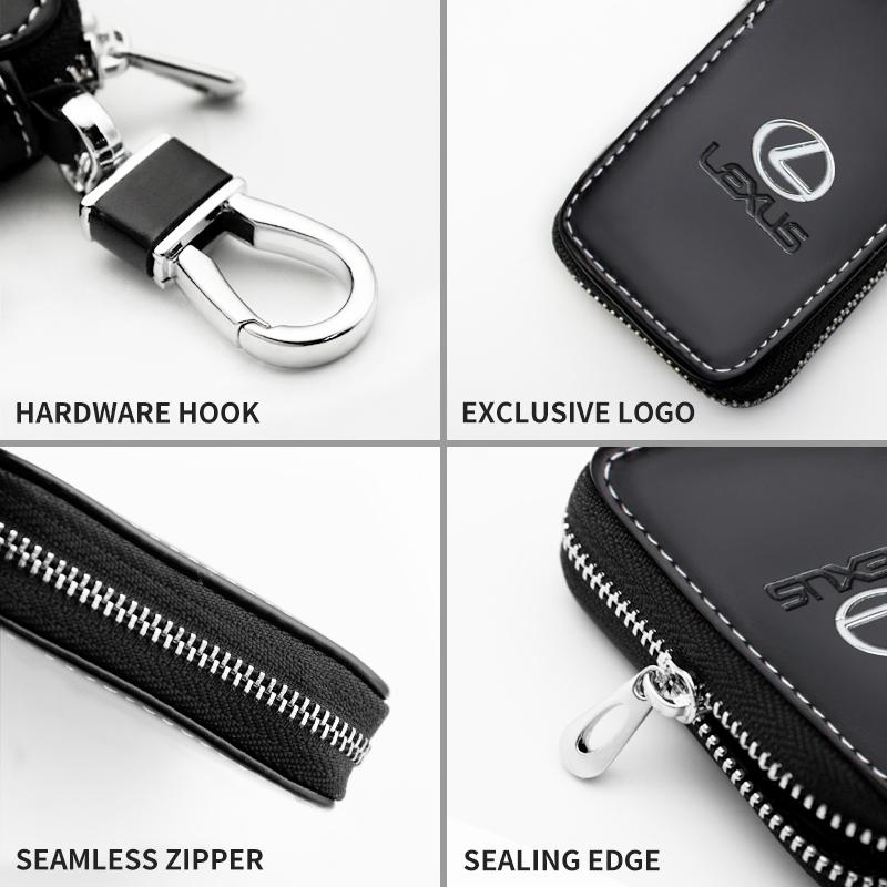 Leather Key Case Multifunctional Car Key Holder Key Fob Protector Compatible with Lexus Models, Universal Auto Accessories for Lexus F Sport Es300 Rx300