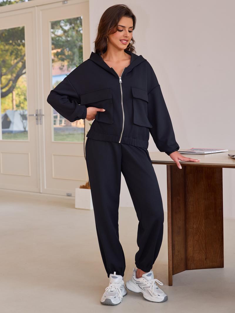 Joyfunear Women's 2 Piece Outfit Hoodie Sweatsuit Sets Summer&Fall Zip up Lounge Sweatpants Tracksuit Joyfunear Women's 2 Piece Outfit Hoodie Sweatsuit Sets Summer&Fall Zip up Lounge Sweatpants Tracksuit