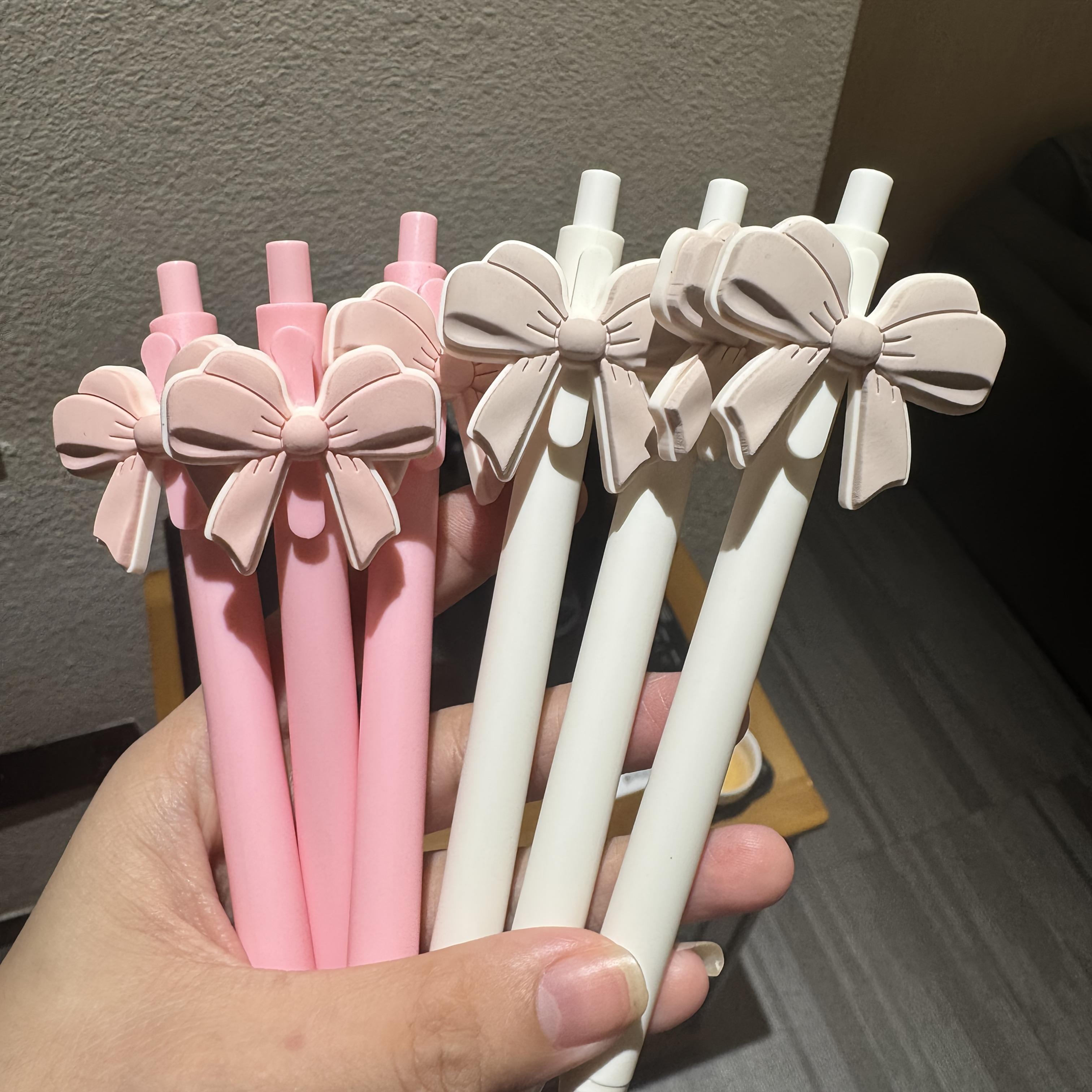 6/12pcs Bow Series Ballpoint Pens, Ideal for School, Office, Diaries, Gifts, Back-To-School Season, Butterfly Sticker Pens