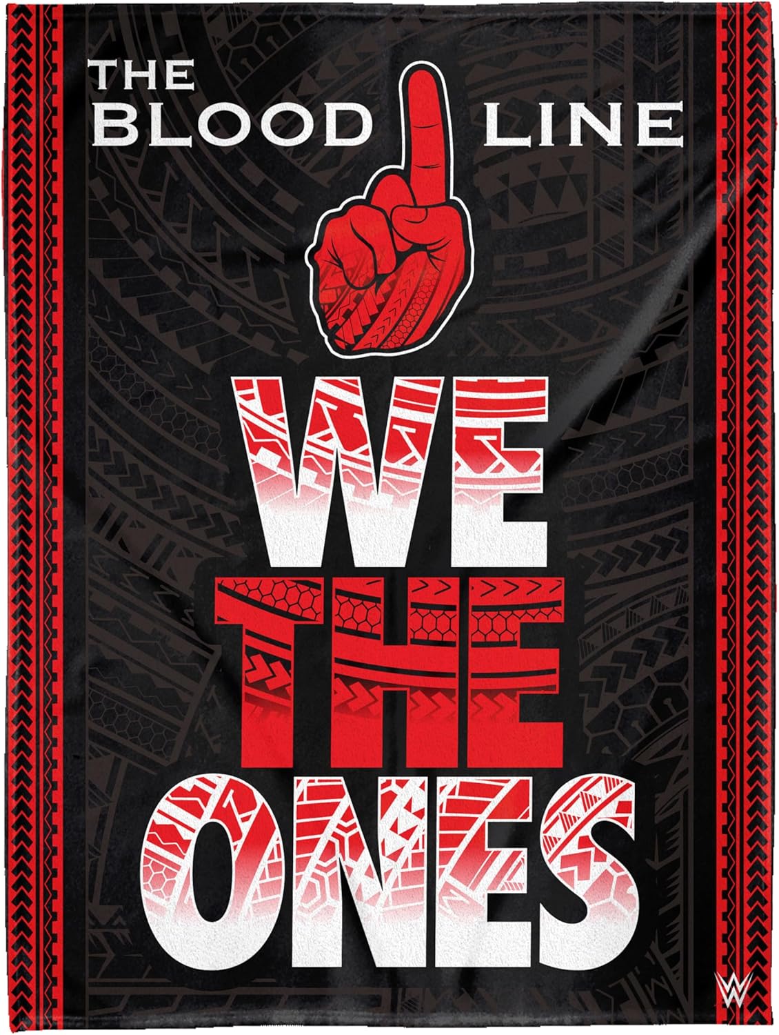 The Bloodline We The Ones Tribal Pattern Flannel Throw Blanket, Black Red Tribal Hand Graphic Soft Fleece Blanket, Sofa Bedroom Decor Blanket, Gift For Professional Wrestling Fans