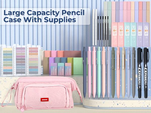 Nicpro 51 PACK Aesthetic Book Annotation Kit with Pen Case, 12 Dual Highlighters, 5 Gel Pens, 6 Mechanical Pencil, 2 Markers 1200PACK Transparent Sticky Notes and Tabs for Bible Study Student Stationary