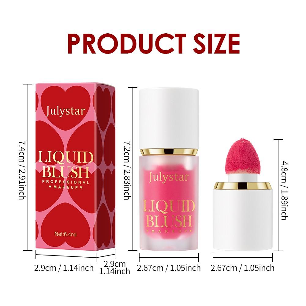 Julystar Liquid Blush Natural Glow, Hydrating Lightweight Formula, Easy Application, Beginner-Friendly, Long-Lasting Color, Perfect for All Skin Types