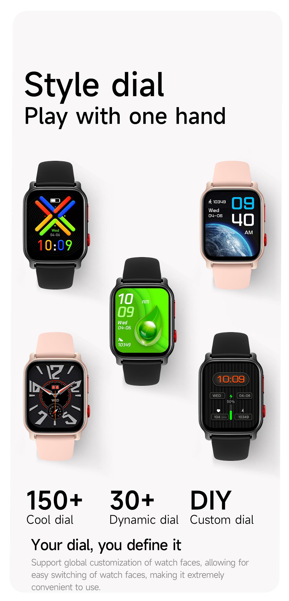 Smart Watch for Men and Women with Call/Message Reminder, Smart Watch 1.83 Inch Touch Screen, Fitness Watch Heart Rate/Sleep/Calorie/Step Monitor, Emergency Flashlight, Activity Tracker for Android iOS