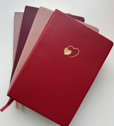 4 Pack Leather Journals A5 Lined Notebooks 256 Pages Heart Embossed CAGIE for Writing Journaling Travel Diary Gift for Women Students Valentine’s Day Self Care