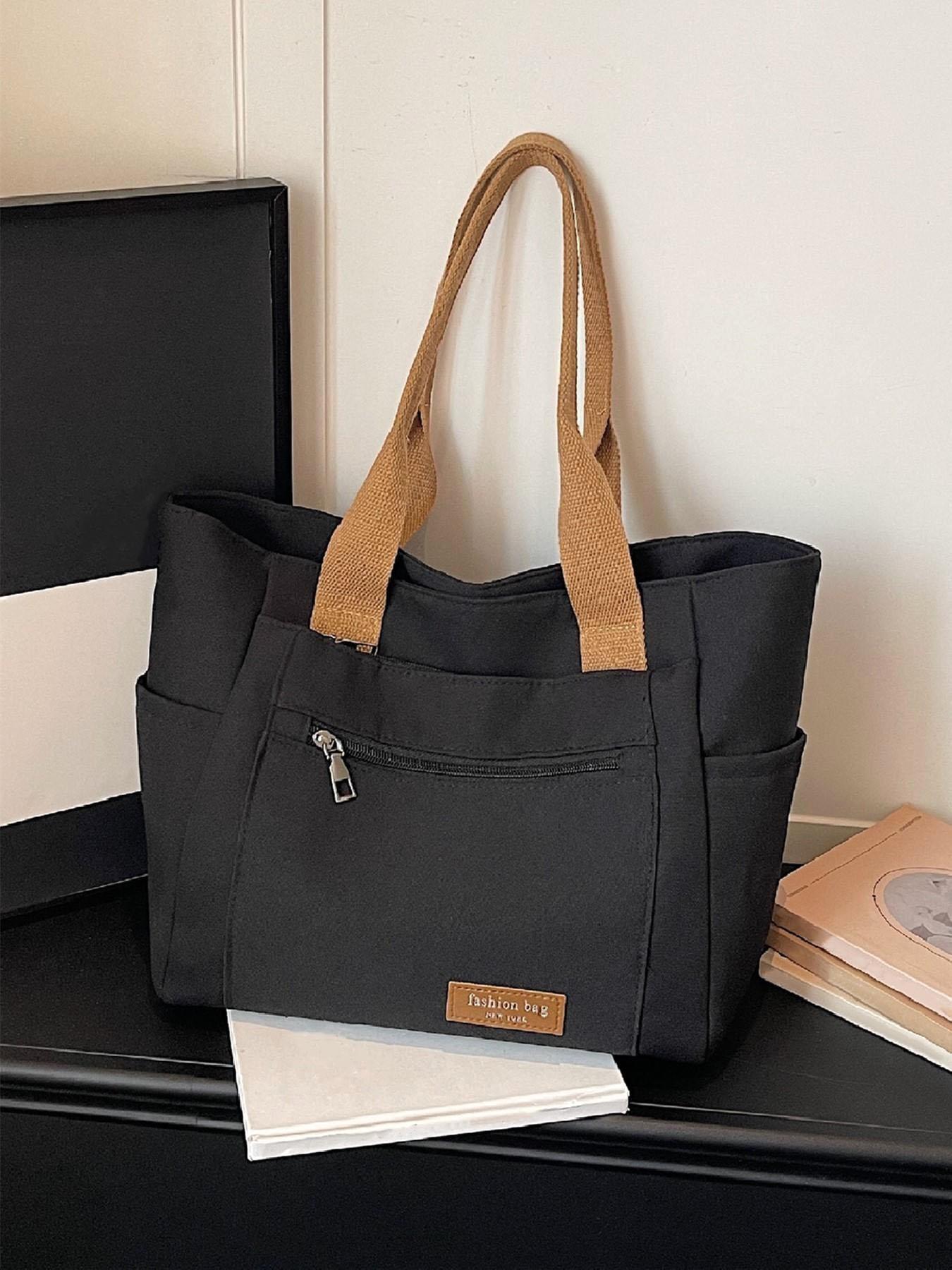 Large Capacity Multi-Compartment Canvas Tote Bag, Women's Casual Practical Shopping Bag, Fashion Daily Commute Crossbody Bag, Fashionable Tote Bag