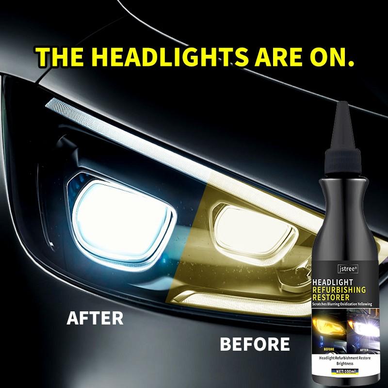 Jstree Car Headlight Renewal Repair Liquid, Yellowing Aging Polishing Refresher 100ML, Automotive Light Restoration Solution
