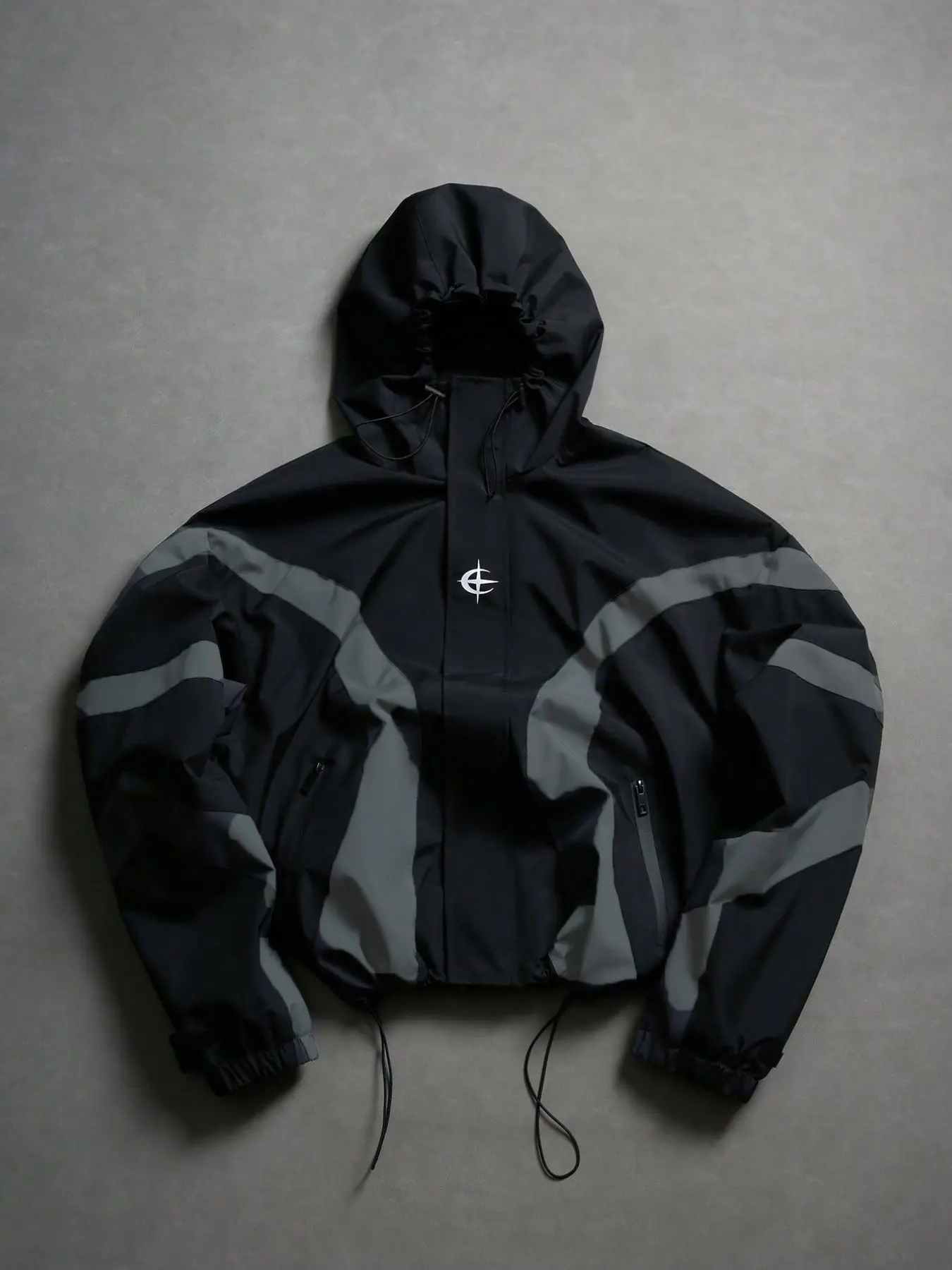 American High Street Functional Colorblock Hooded Jacket, Unisex Waterproof Windproof Coat, Casual Zipper Outerwear for Spring & Fall