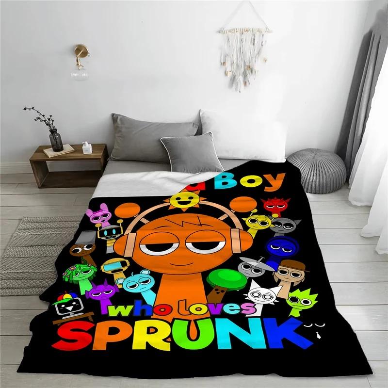 Sprunki Incredibox Retro Fun Game Digital Print Flannel Blend Plush Throw Blanket - Anti-Shedding, Lightweight, Cozy, Multi-Sized - Minimalist Home Decor, Indoor Use for Couch, Home Sleep - Ideal Birthday Christmas Gift