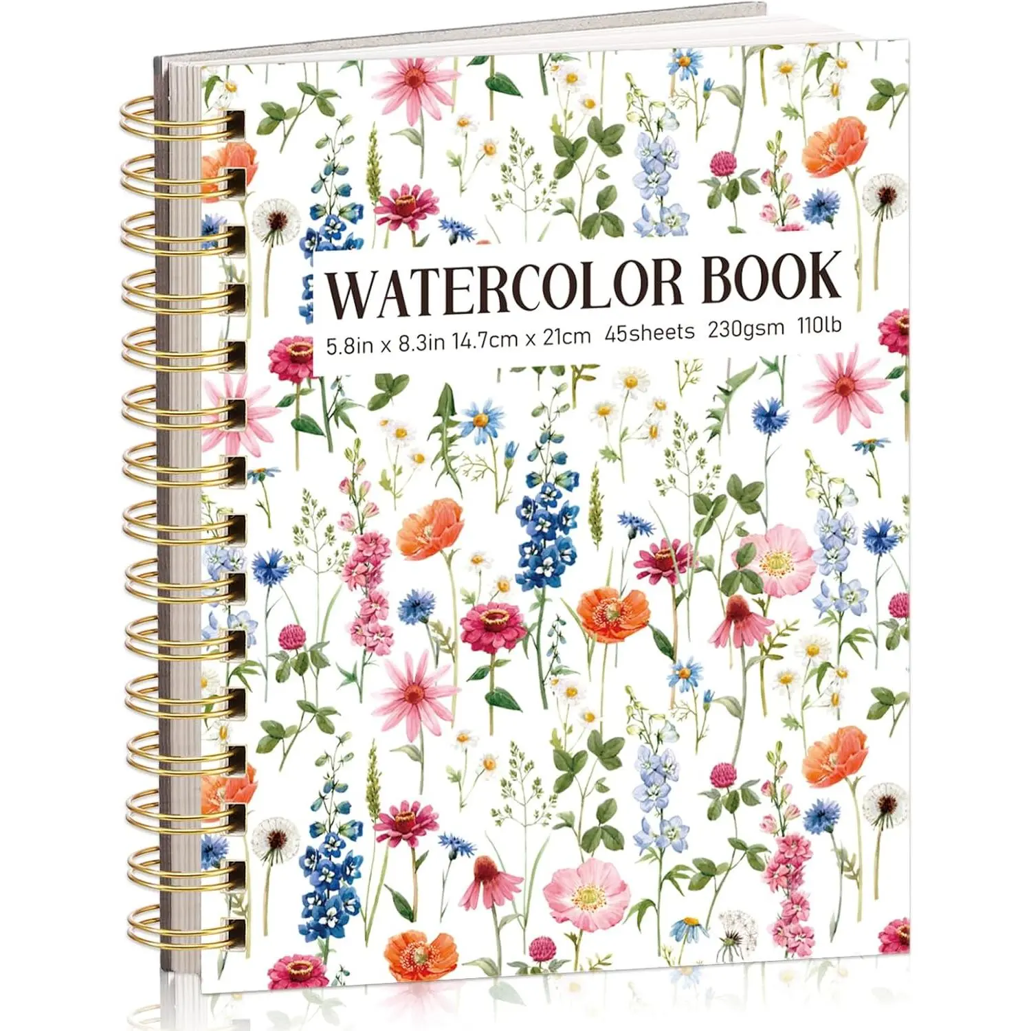 A5 Watercolor Paper Pad, 45 Sheets, 230gsm Cold Press Sketchbook | Spiral Bound, Lay-Flat Pages, -Out Sheets, Travel Size, For Watercolor And  Media