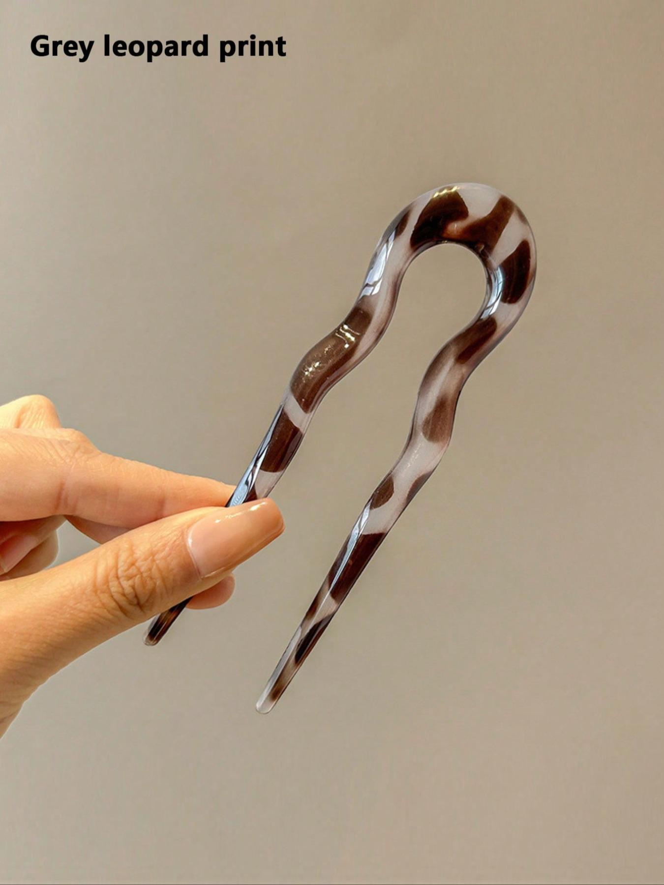 French Twist Spin Hair Forks, U-Shaped Wavy Hair Clips, Suitable For Spiral Buns, Tortoiseshell, Fashionable Flexible & Durable Women Hair Accessories