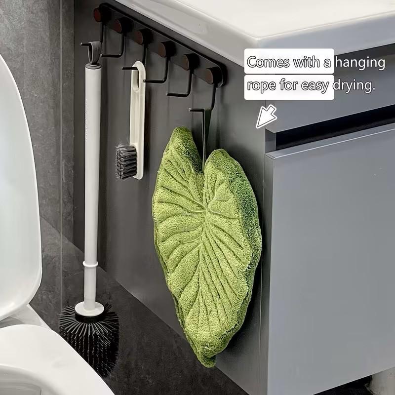 2-Piece Creative Coral Fleece Leaf Hand Towels with Hanging Design, Highly Absorbent and Versatile Towel, Super Absorbent Towel for Bathroom Kitchen and Dining Use