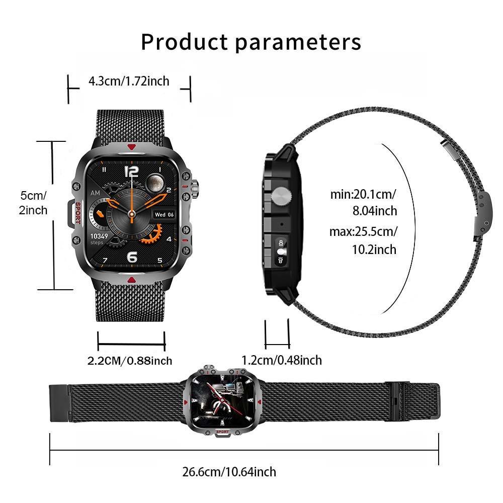 Commerce Flashlight Smartwatch HD Screen Fashionable Digital Watches Multiple Sports Modes Wireless Call Health Tracker Business Smart Watch Men Multifunctional 2.01 Inch