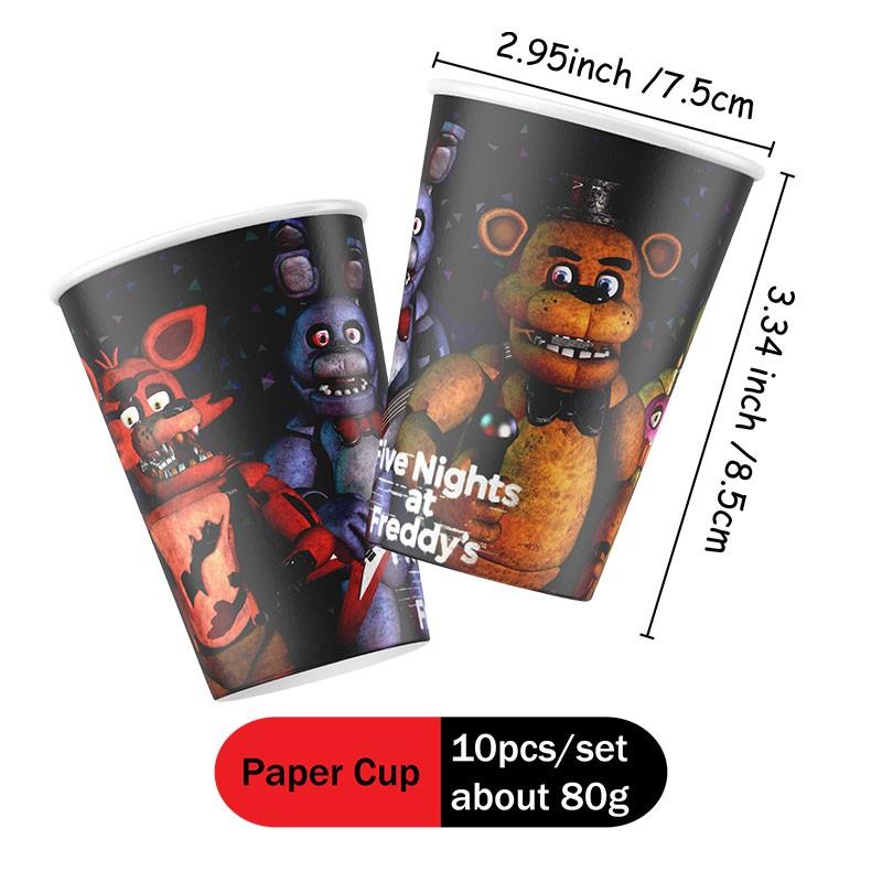 FNAF At Freddys -Retro Pizzeria Animatronic Print Party Tableware, 20pcs Disposable Plates & Cups Set, Perfect for Parties and Events, Stylish and Convenient