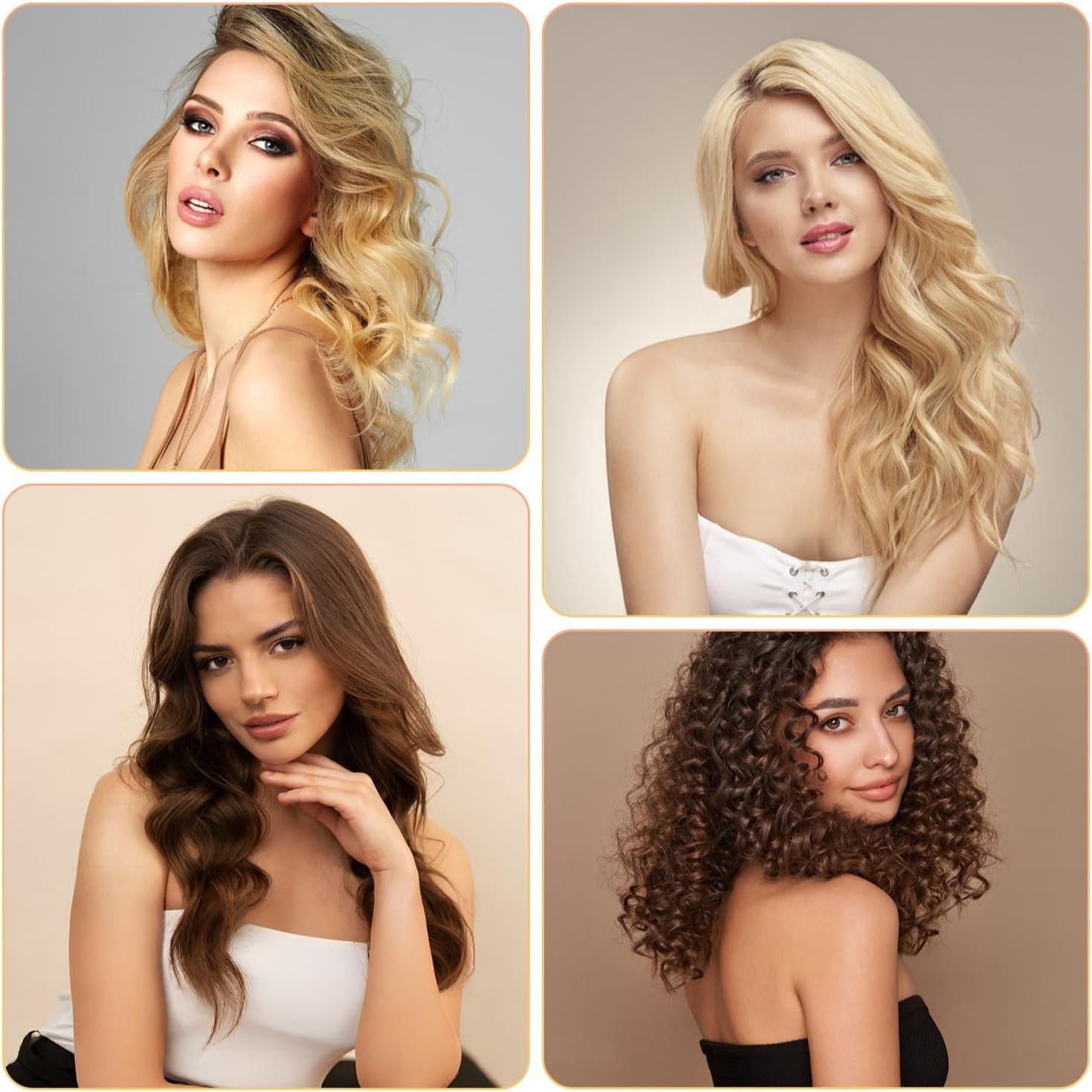 38pcs Hair Rollers Curlers Set, Jumbo Large Medium Small Rollers for Long Thick Hair, Stainless Steel Clips with Storage Bag