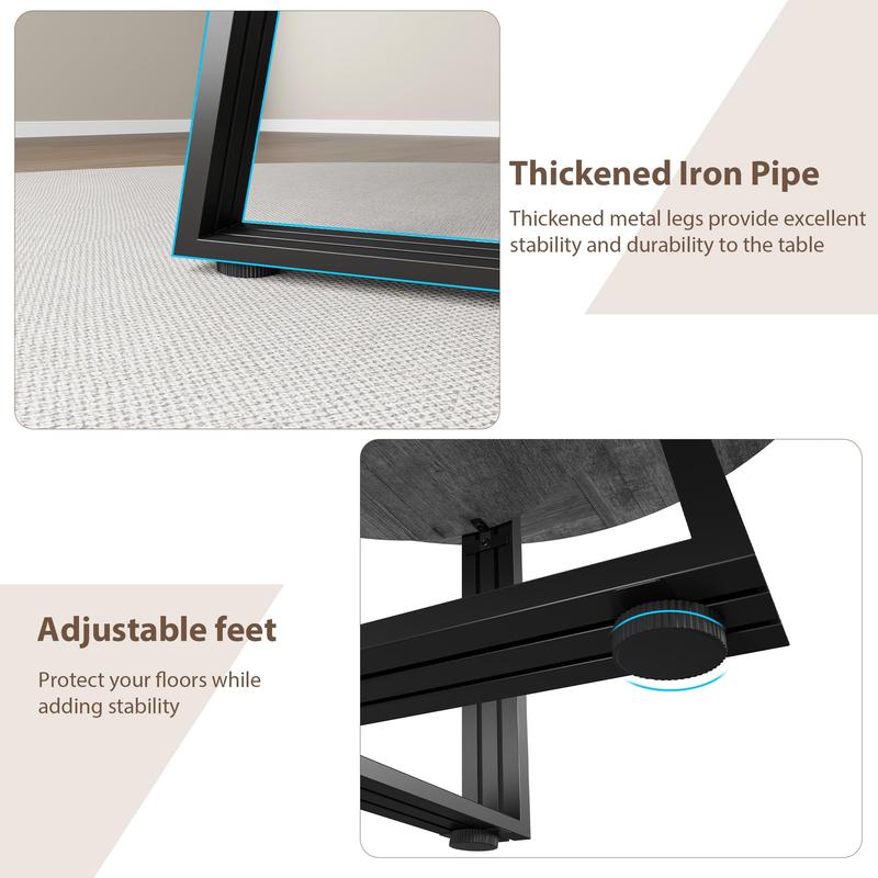 Round Dining Table for 4-6, 42" Kitchen Table with Storage, Circle Dinner Tables for Kitchen, Dining Room, Living Room, Meeting Room, Apartment