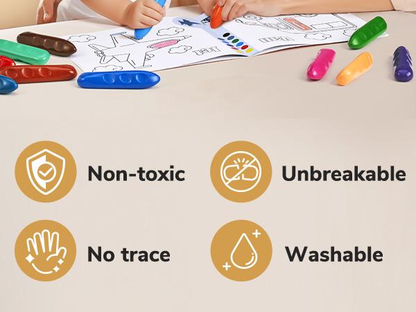 JoyCat 8/16/30 Pcs Jumbo Crayons for Kids, Art Supplies, Large, Safety, Non-Toxic, Fun, Washable, Colorful Crayons for Coloring Painting School Home