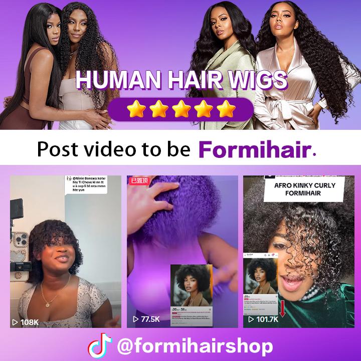 [2025 Super Deal] Cliclihair Afro wigs Human Hair Wear And Go Glueless Short Kinky Curly Wig With Bangs For Women Cosplay Wig #TikTokShopBlackFriday