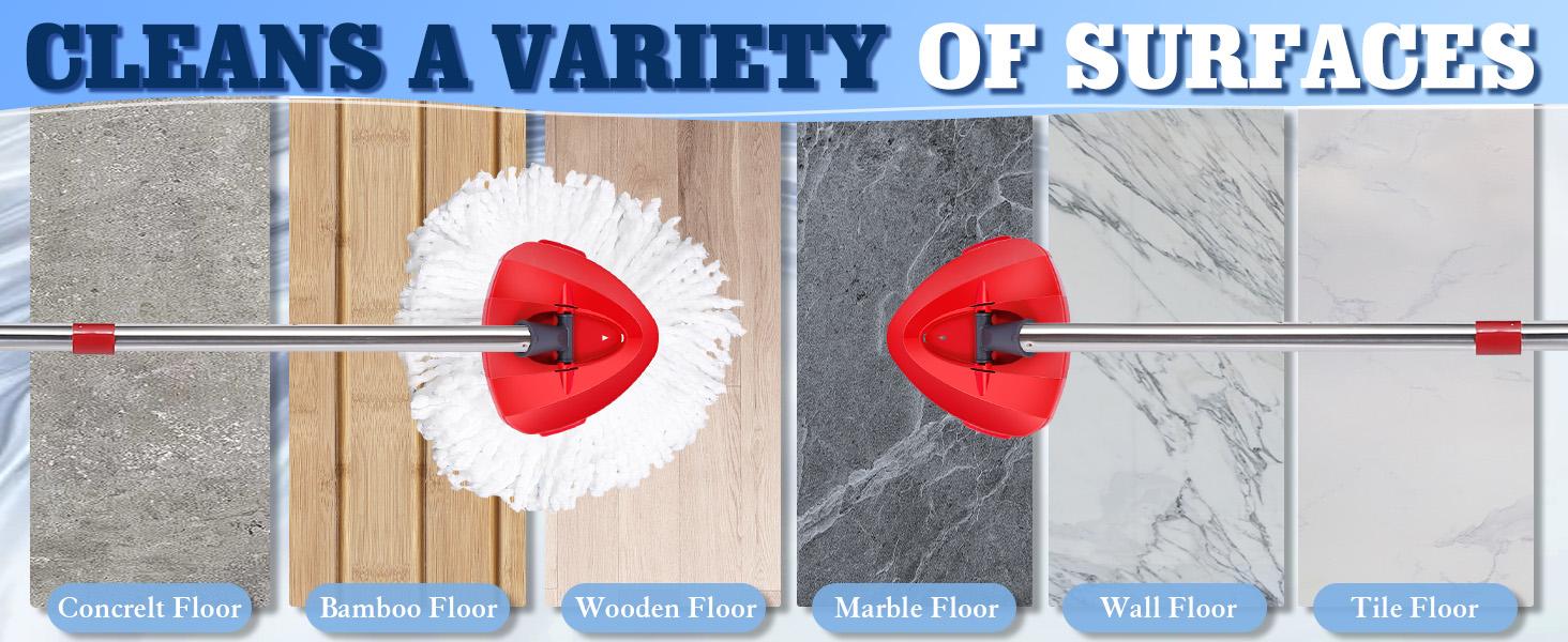 4 Pack Spin Mop Replace Heads for Cedar EasyWring 1 Tank, 30”-58" Mop Handle, Mop Base and Scrub Brush Combo Set Replacement, Microfiber Mop Refills