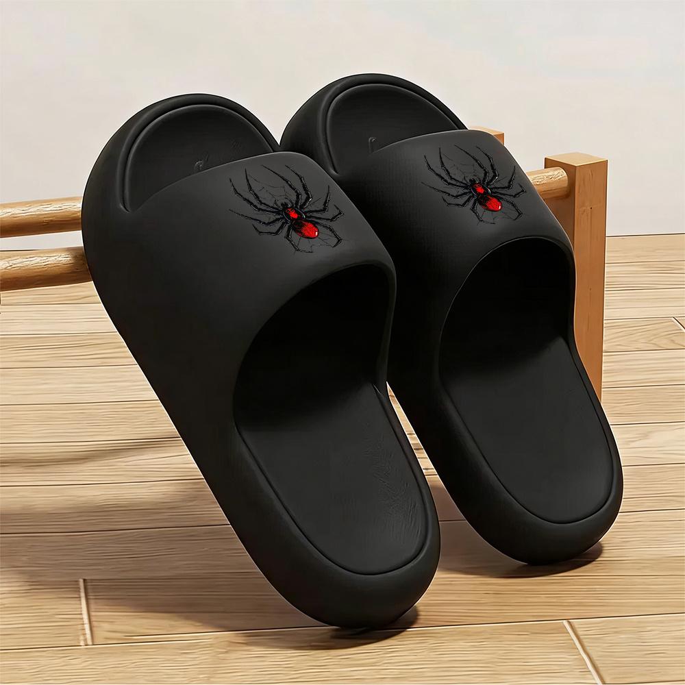 1 Pair of New Unisex Slippers, Featuring a Cool Black and Red Spider Pattern, Indoor/outdoor Slippers, Holiday Gift Slippers, Women's House Shoes, Room Slippers, Birthday Gift Slippers, Casual Slippers, Summer EVA Slippers, Bathroom Slippers