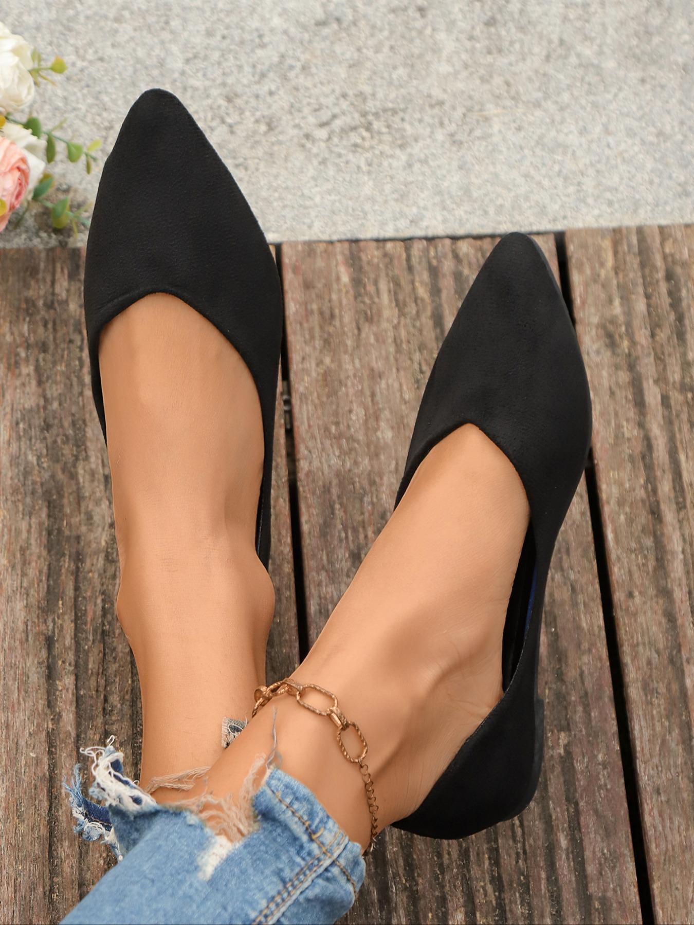 Women's Fashionable Solid Color Pointed Toe Flat Shoes, Casual Comfortable Slip on Shoes for Daily Wear, All-match Commuter Shoes for Work & Daily Wear, Business Style Flats