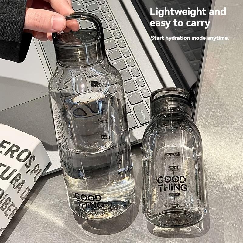 Minimalist Transparent Plastic Water Bottle with measurement marks , Leak-Proof, High-Temperature Resistant, Portable Tumbler for School, Home, Office, Car cup，Travel， Outdoor & hiking, Convenient Carry, Durable and Stylish for Everyday Use