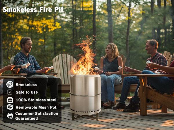 Fire Pit,Smokeless-Fire-Pit， 304 Stainless-Steel-Firepit ，Portable Outdoor Pits with Stand for Camping ，Bag & Sticks & Holders ，Solo Wood Burning Bonfire ，Low Smoke Stove
