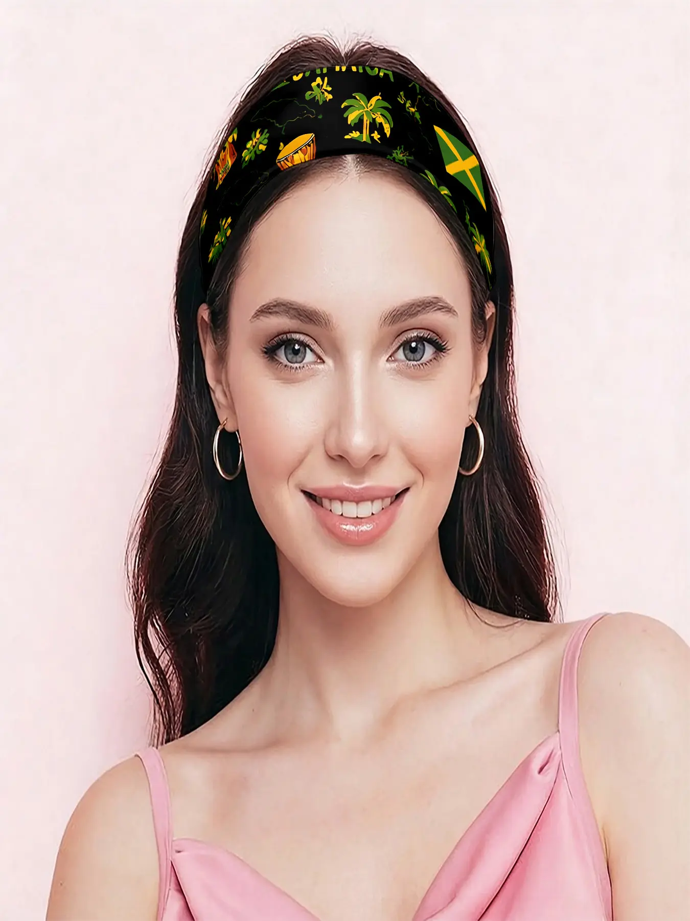 【Jamaica Culture】Scarf Shawl Wrap with Reggae Inspired Jamaican Flag, Palm Trees, Hibiscus, Drum & Jamaica Text – Ideal for Caribbean Music Festivals, Jamaican Cultural Events, Island Resort Wear, Tropical Vacations and Summer Celebration Outfits