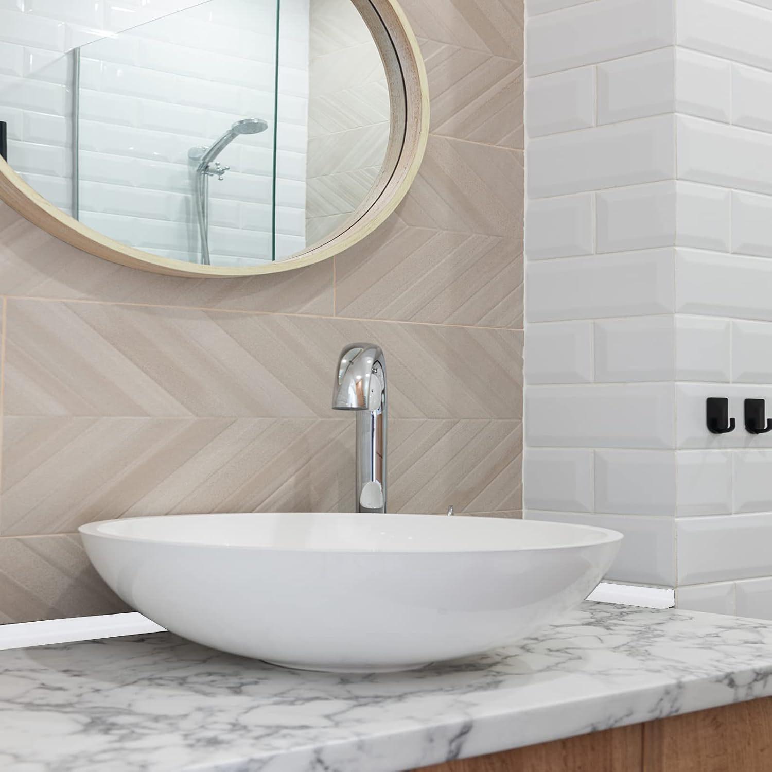 1pc 2meters Self-adhesive notch water stopper, Self-Adhesive Kitchen Countertop Sealing Strip, Sink Edges and Stove Side Gap Strip, Bathroom Washbasin Countertop Strip, for Wet and Dry Area Separation