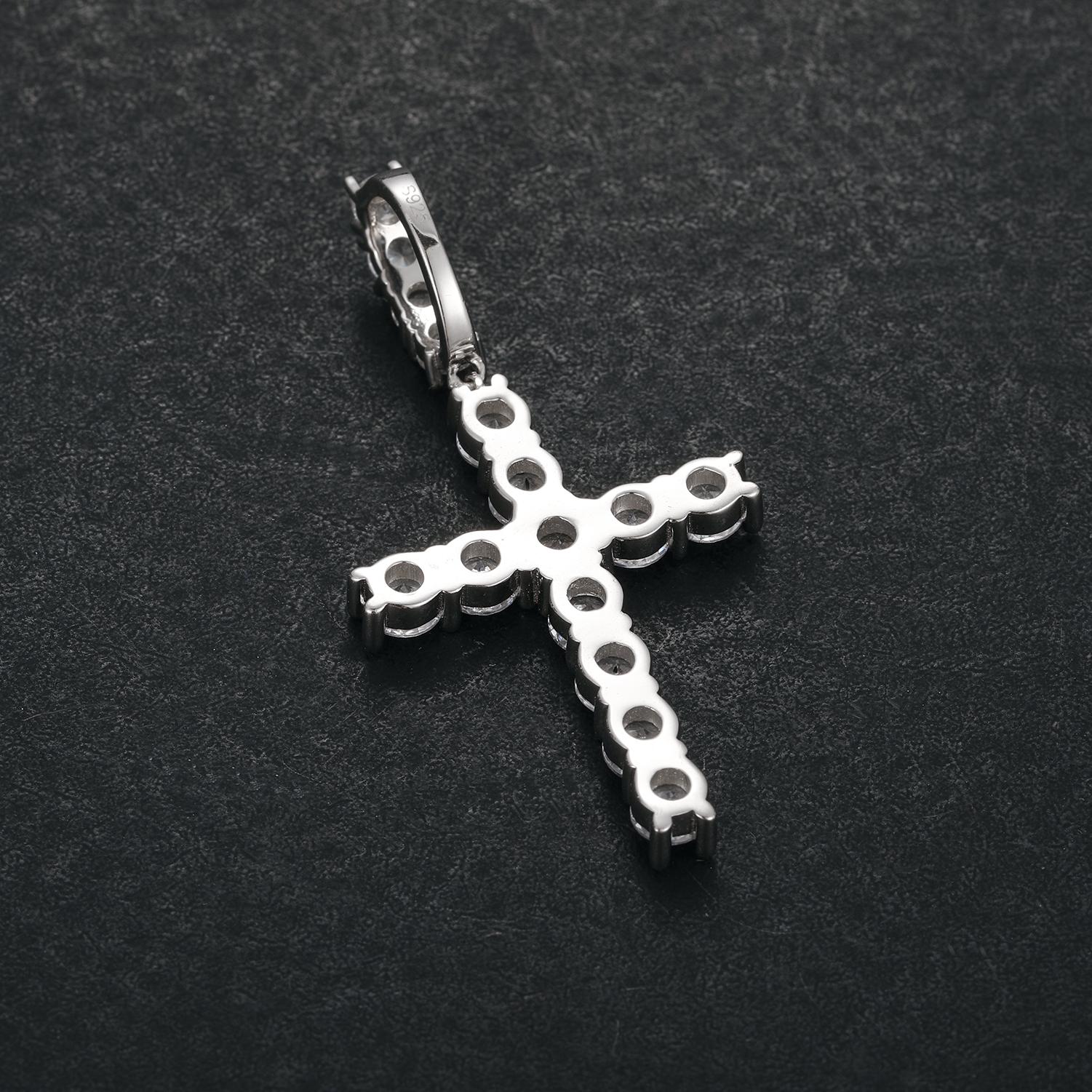 【P66 livestream】Cross Pendant  S925 Sterling Silver Cross Inlaid Synthetic Moissanite Cross Pendant Necklace Suitable for Men and Women Hip Hop Exquisite Jewelry Gift