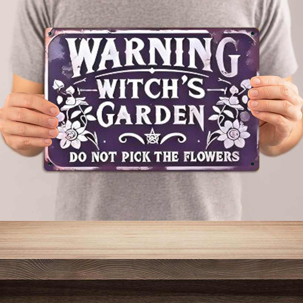 Warning Witch's Garden Do Not Pick The Flowers Metal Sign 12x8 In Aluminum, Vintage Gothic Garden Tin Sign for Yard, Patio, Halloween Decor, Retro Witchy Wall Art, 12x8 Inch Aluminum Plaque Warning Witch's Garden Do Not Pick The Flowers Metal Sign 12x8 In Aluminum, Vintage Gothic Garden Tin Sign for Yard, Patio, Halloween Decor, Retro Witchy Wall Art, 12x8 Inch Aluminum Plaque