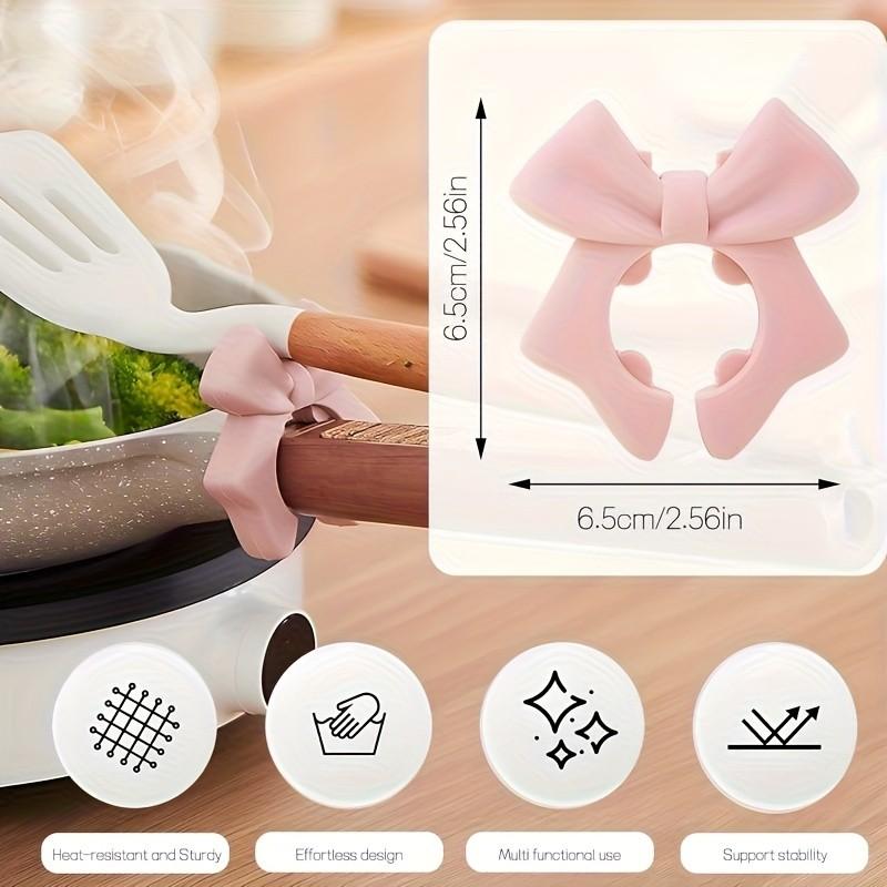 Cute Bow Silicone Spatula Holder, Space-Saving Kitchen Organizer, Heat Resistant, Scratch-Resistant, Compatible with All Stoves, Tableware