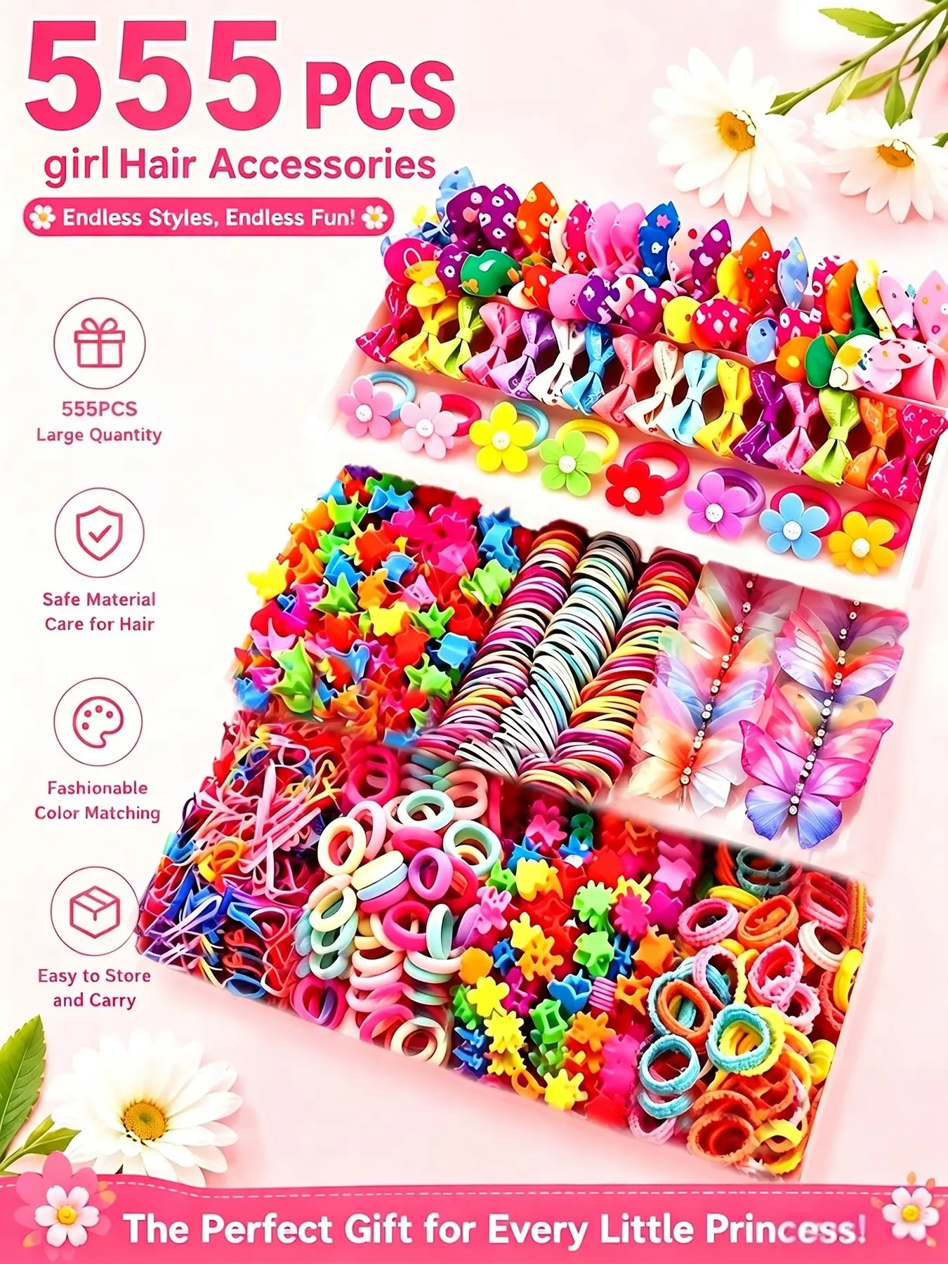 555-Pcs-Set-Colorful-Butterfly-Hair-Clips-Fashion-Cute-Hair-Bands-Elastic-Hair-Ties-Scrunchies-Hair-Accessories-For-Girls-Suitable-For-Daily-Street-Party-Use