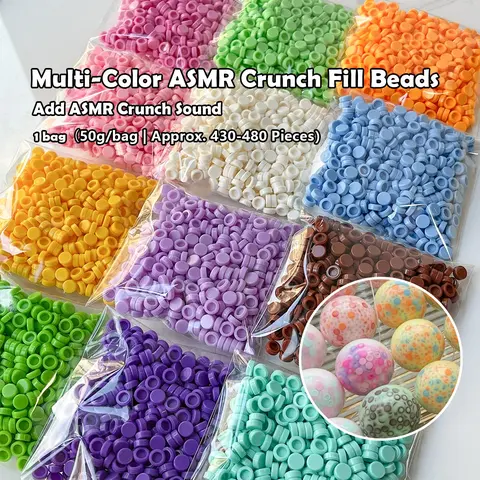 Crunch Fill Beads for DIY Squishy Toys（50g/bag）, Multi‑Color Hollow Crunchy Fillers, ASMR Satisfying Crunch Sound Craft Supplies, Colorful Plastic Pellets for TPR Empty Squishy Shells, Make Sensory Squeeze Fidget Toy