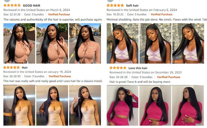 VIPbeauty 10A Straight Bundles with Closure(5*5 Free Part) Human Hair Bundles with Closure 100% Unprocessed Brazilian Virgin Human Hair Weave 3 Bundles with Closure HD Lace
